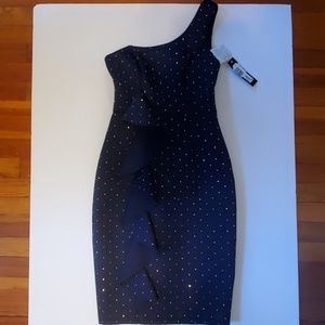 Betsy & Adam Scuba One Shoulder Dress